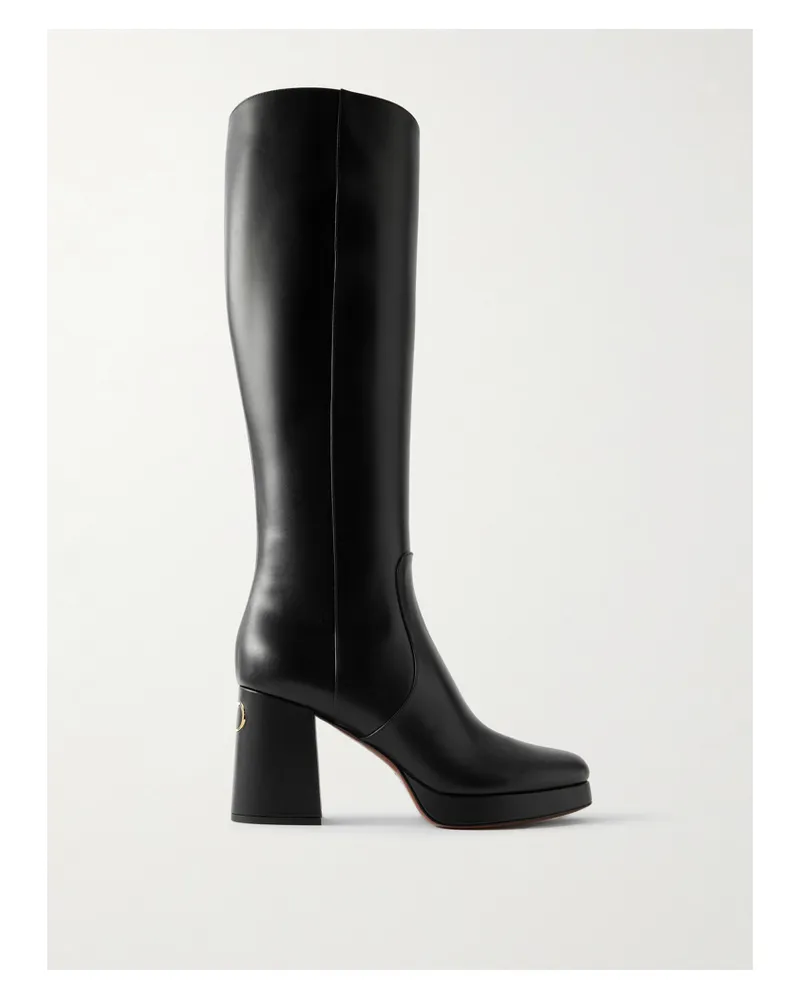 Valentino Garavani Kniehohe Stiefel Aus Leder - Schwarz Schwarz