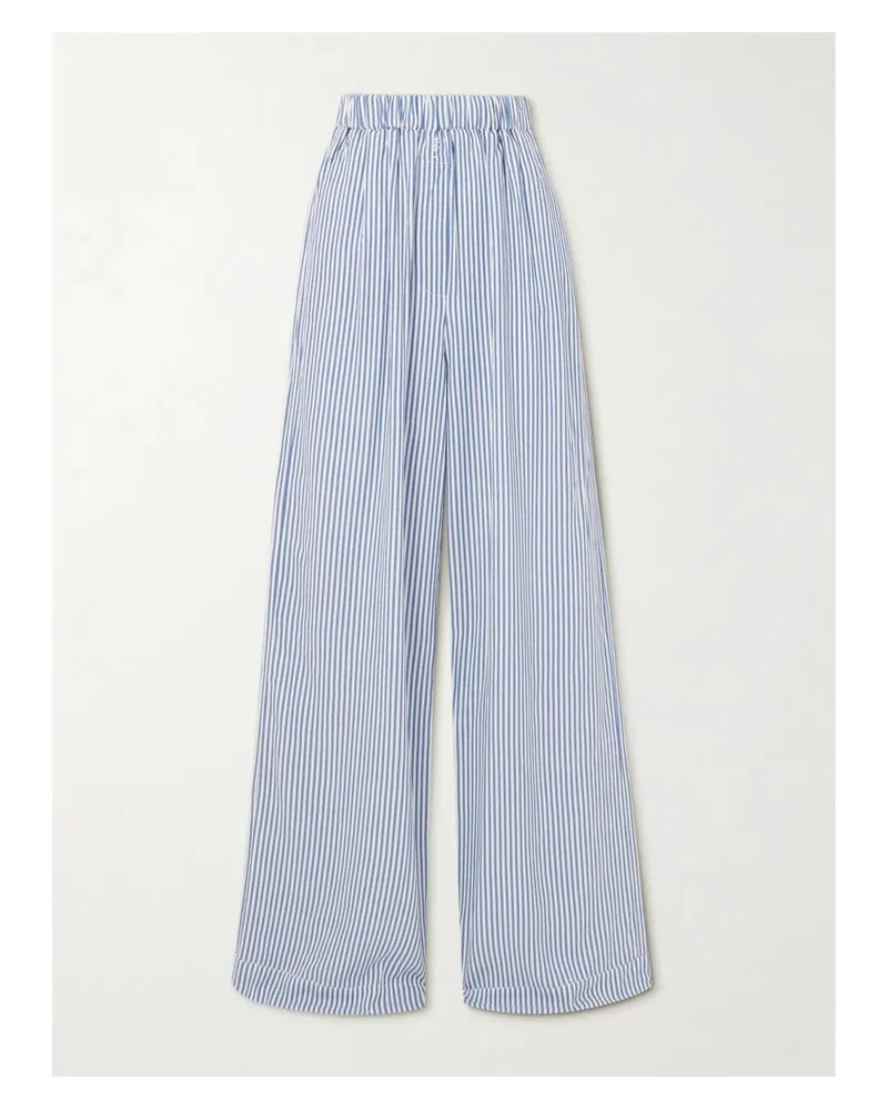 FRANKIE Shop Mirca Hose Mit Weitem Bein Aus Gestreiftem Twill - Blau Blau