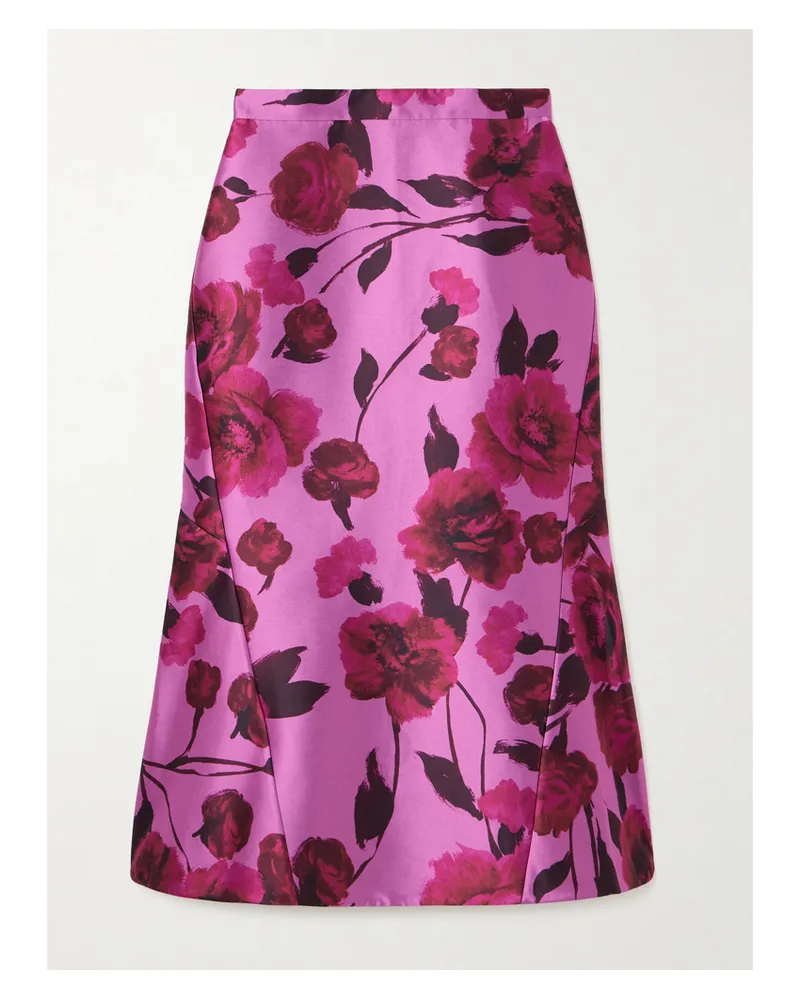 Erdem Midirock Aus Faille Aus Einer Baumwollmischung Mit Blumenprint - Pink Pink
