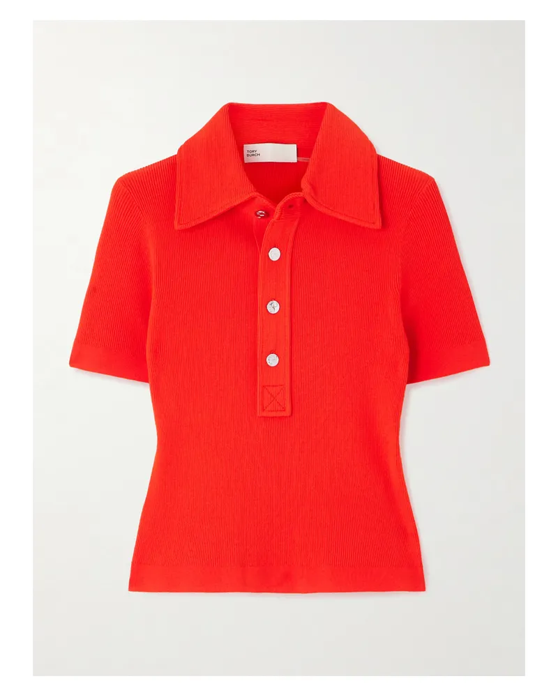 Tory Burch Maggie Polohemd Aus Rippstrick - Rot Rot