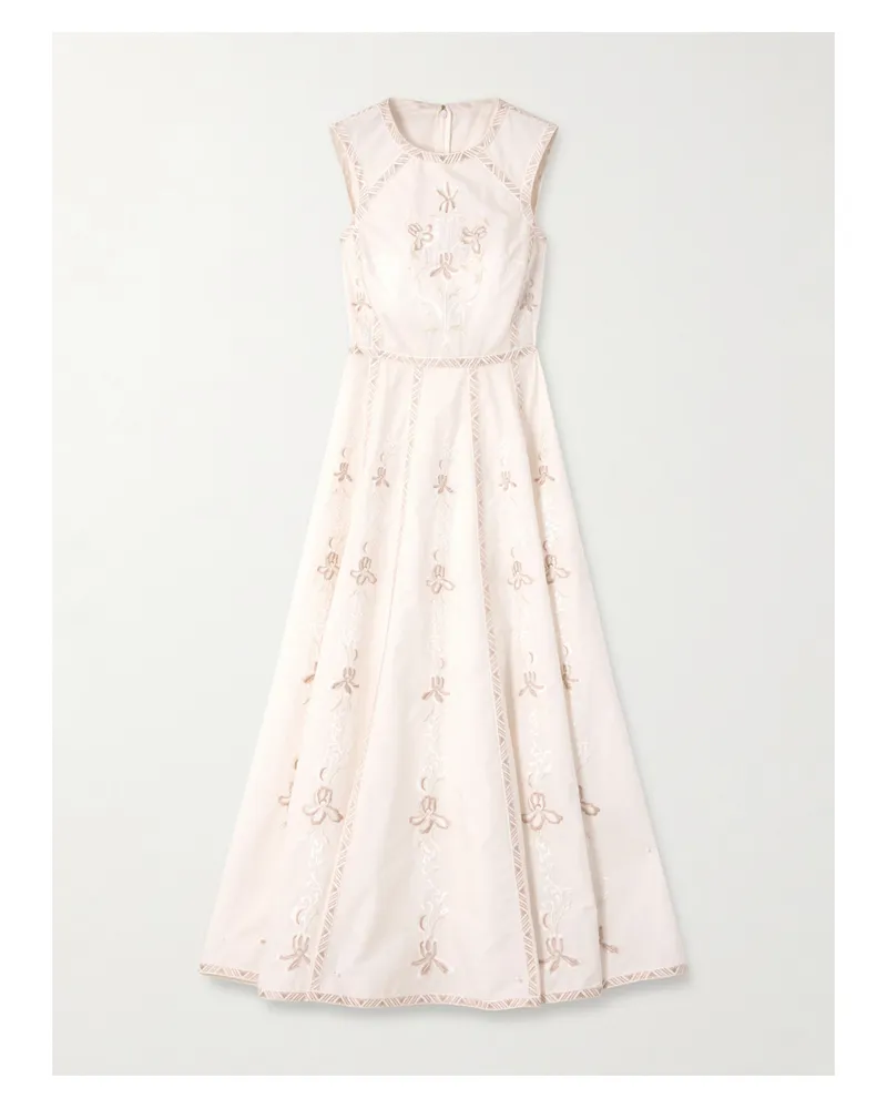 Emporio Sirenuse Clodette Embroidered Cotton-blend Midi Dress - White White