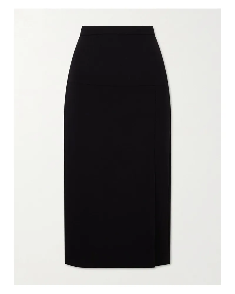 Valentino Garavani Virgin Wool-crepe Midi Skirt - Black Black
