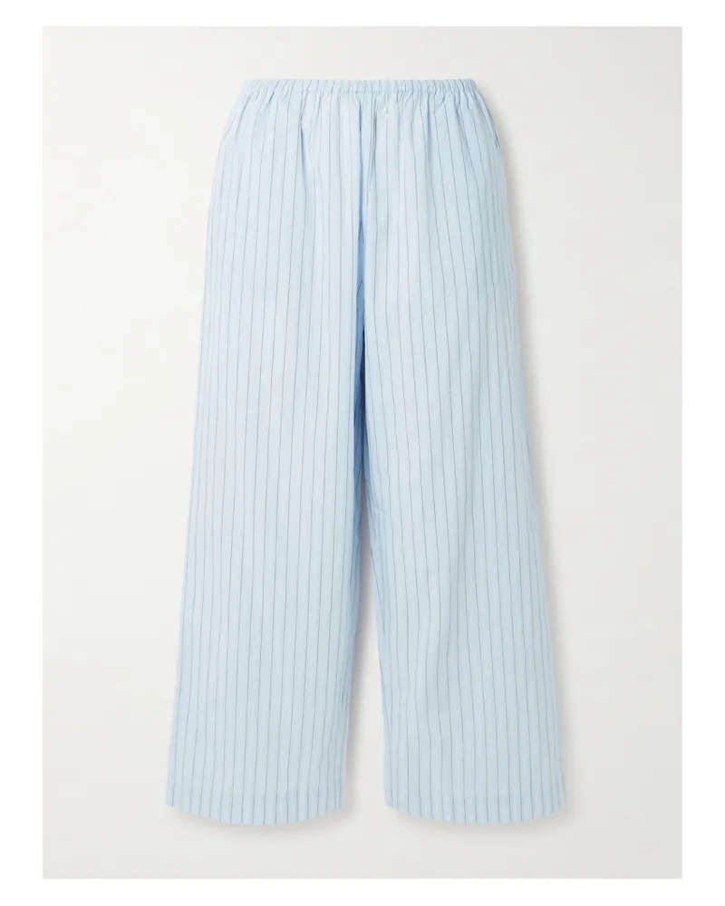 Deiji Studios Ease Striped Organic Cotton-poplin Pajama Pants - Blue Blue