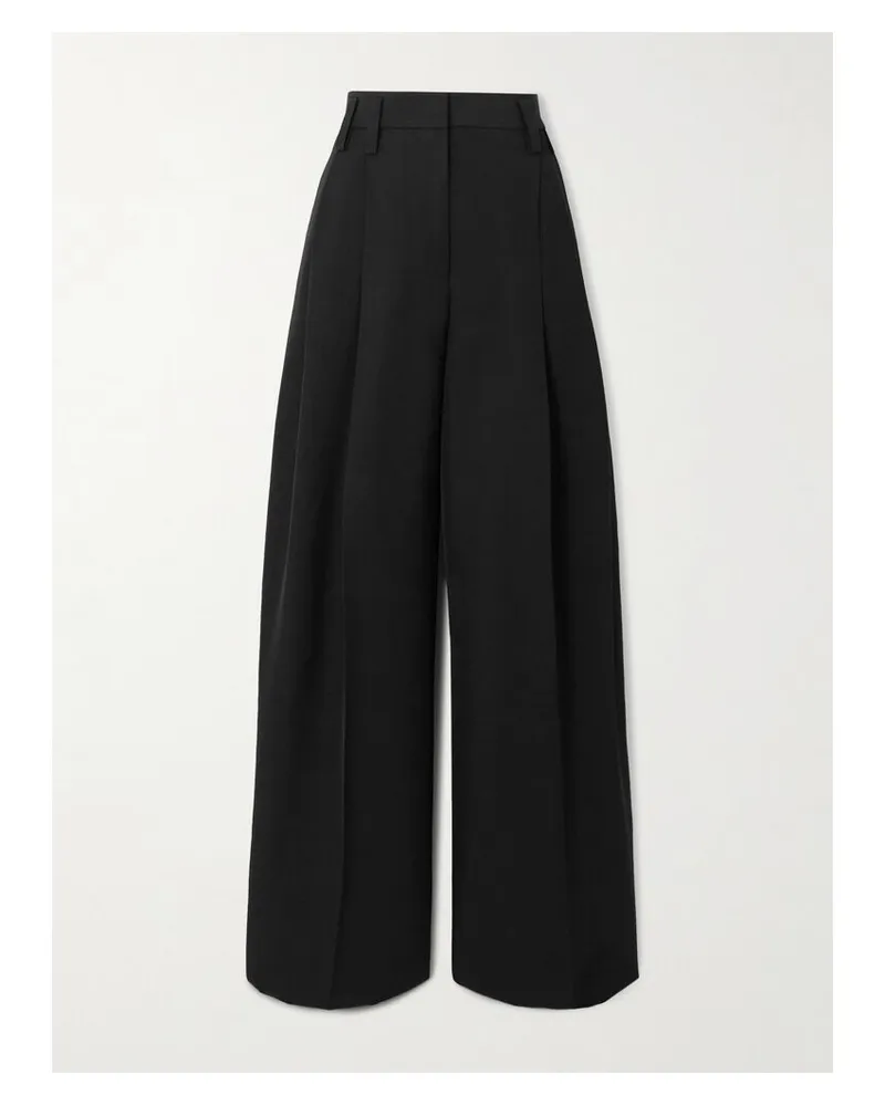 Jil Sander Hose Mit Weitem Bein Aus Webstoff Mit Falten - Schwarz Schwarz