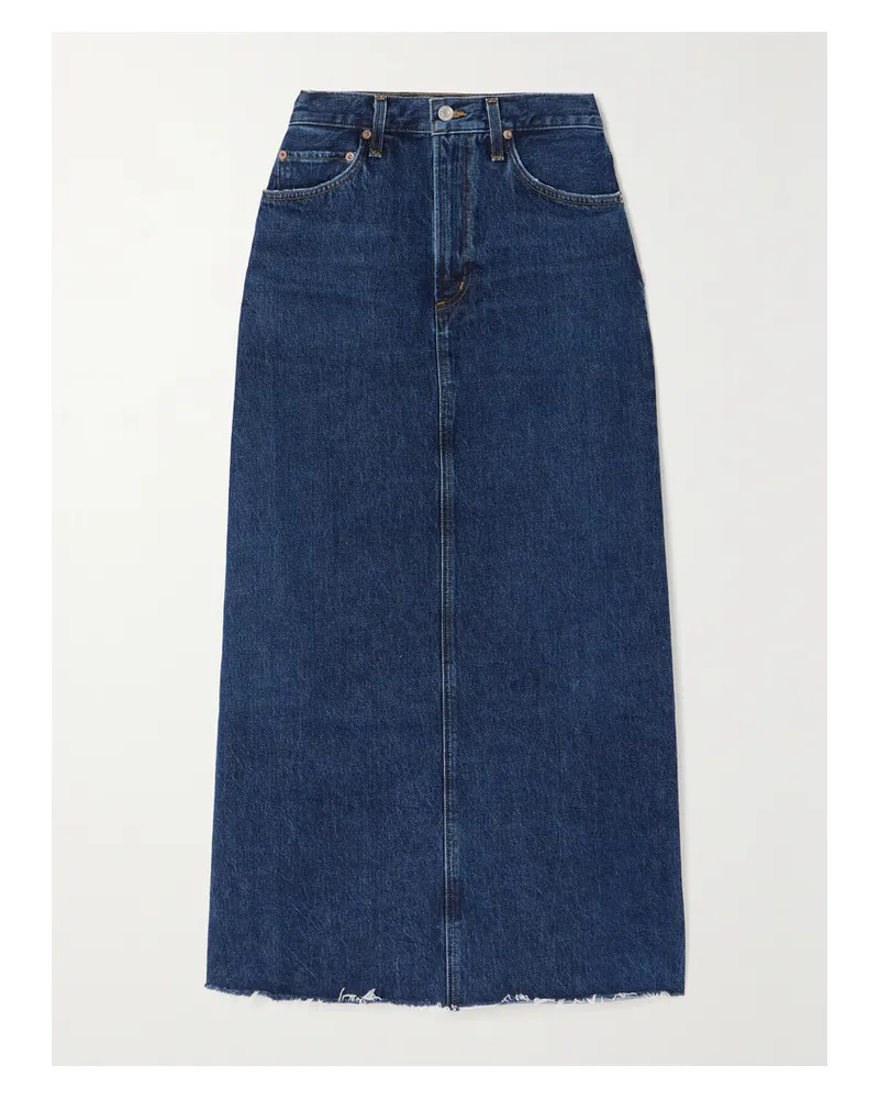 AGOLDE Net Sustain Hilla Maxirock Aus Bio-denim Mit Fransen - Blau Blau