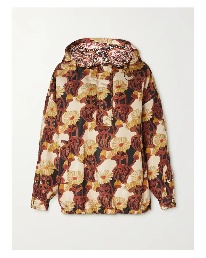 La DoubleJ Jacke Aus Wattiertem Shell Mit Kapuze Und Blumenprint - Braun Braun