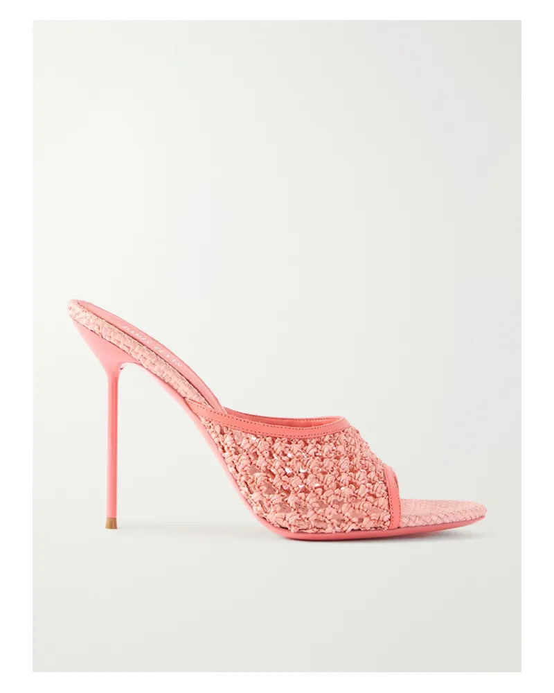 Paris Texas Lidia Leather-trimmed Straw Mules - Pink Pink