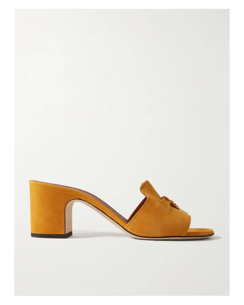Loro Piana Summer Charms Mules Aus Veloursleder Mit Verzierung - Orange Orange