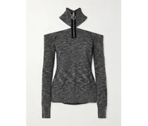 Schulterfreier Wollpullover - Schwarz