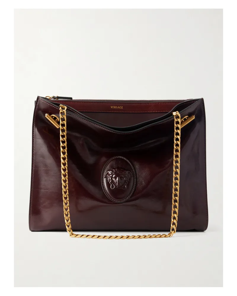 Versace Cabin Leather Shoulder Bag - Brown Brown