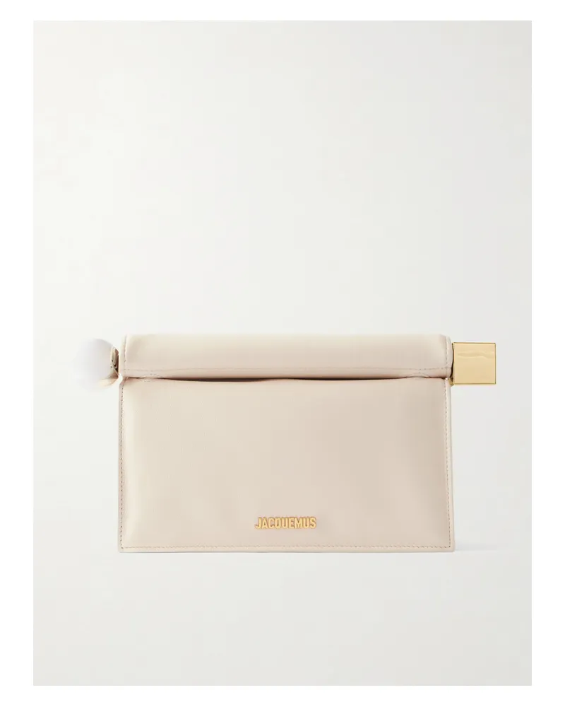 Jacquemus Pochette Kleine Clutch Aus Leder Mit Kristallen - Elfenbein Elfenbein