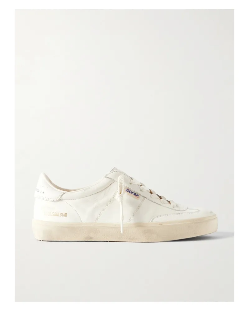 Golden Goose Soul-star Logo-print Distressed Leather Sneakers - White White