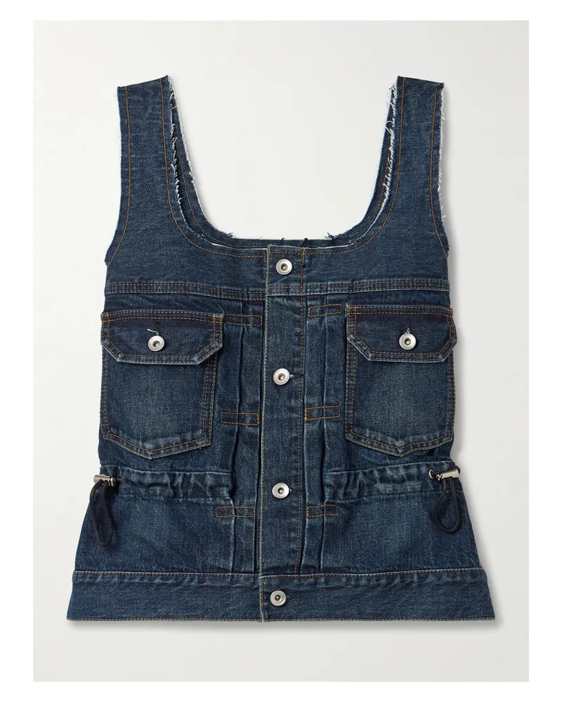 Sacai Tanktop Aus Denim Mit Fransen - Blau Blau