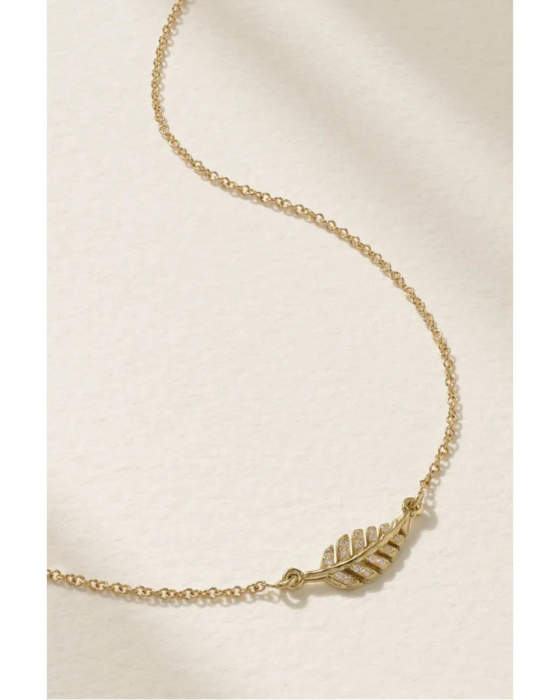 Jennifer Meyer Mini Leaf Kette aus 18 Karat  mit Diamanten Gold