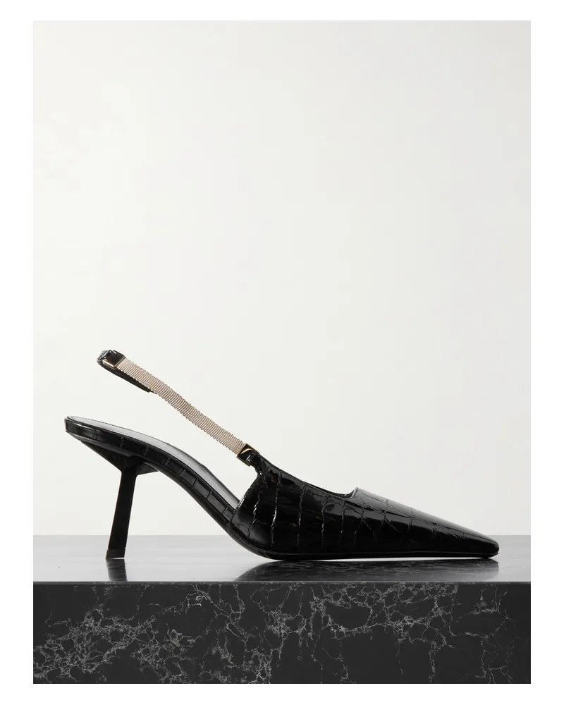 Saint Laurent Blake Slingback-pumps aus Leder Schwarz