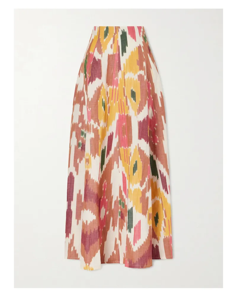 Emporio Sirenuse Kika Printed Cotton And Linen-blend Maxi Skirt - Pink Pink