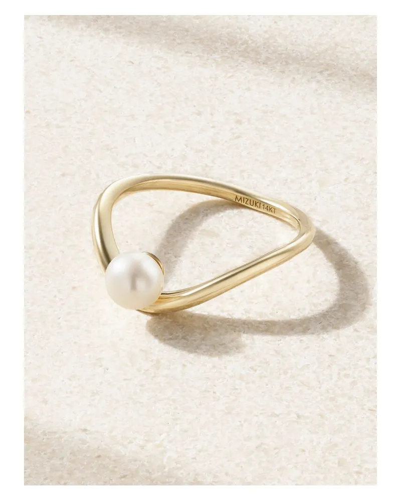 MIZUKI Ring Aus 14 Karat Gold Mit Perle - Weiß Weiß