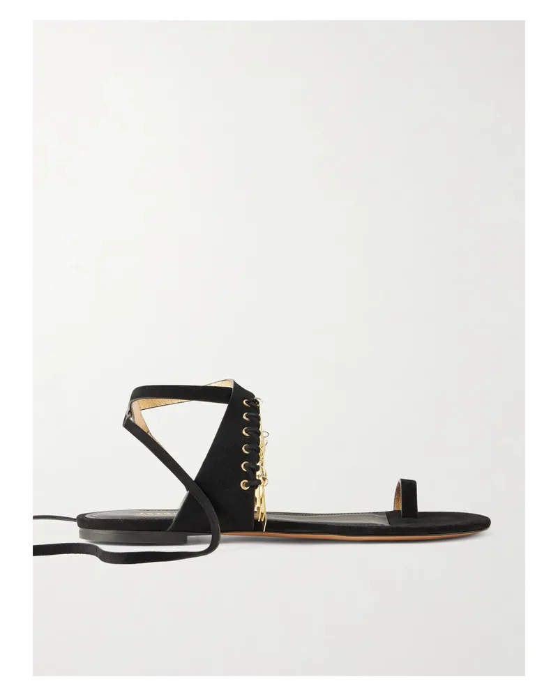 Isabel Marant Dreena Embellished Suede Sandals - Black Black