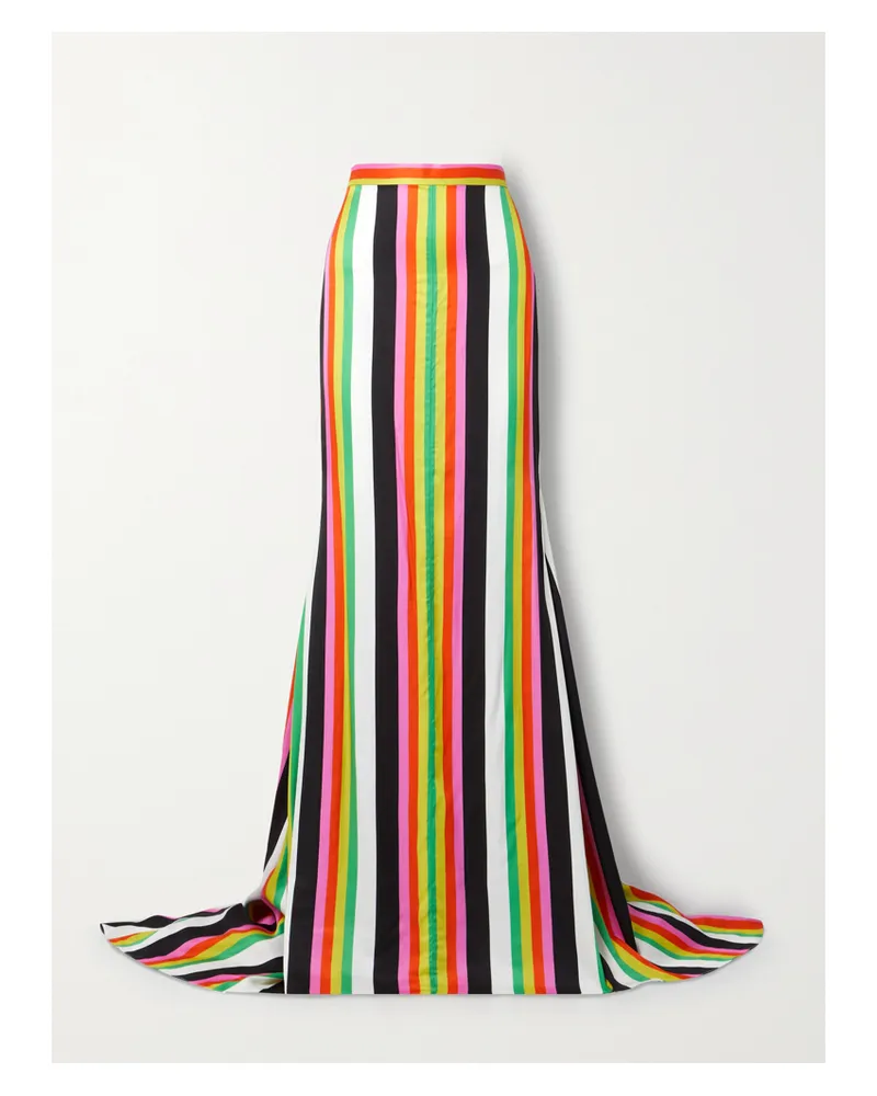 Christopher John Rogers Gestreiftes Maxikleid Aus Crêpe - Orange Orange