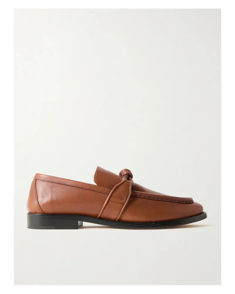 Bottega Veneta Astaire Knotted Leather Loafers - Brown Brown