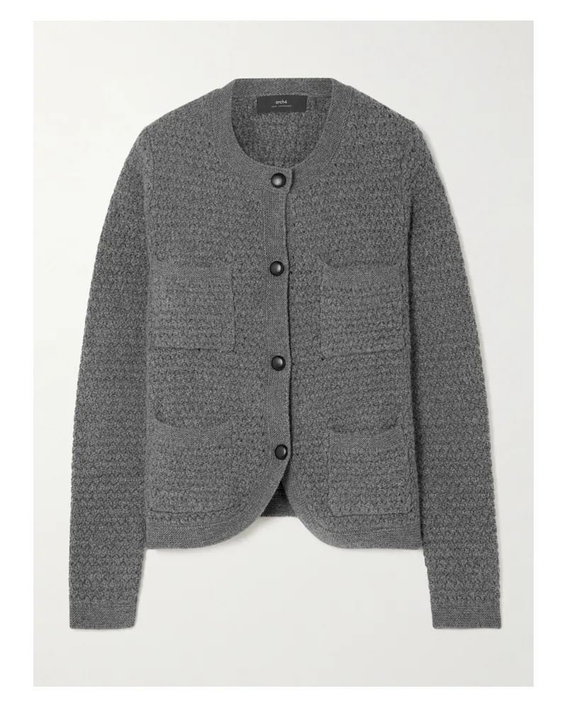 arch4 Tulip Crocheted Cashmere Cardigan - Gray Gray