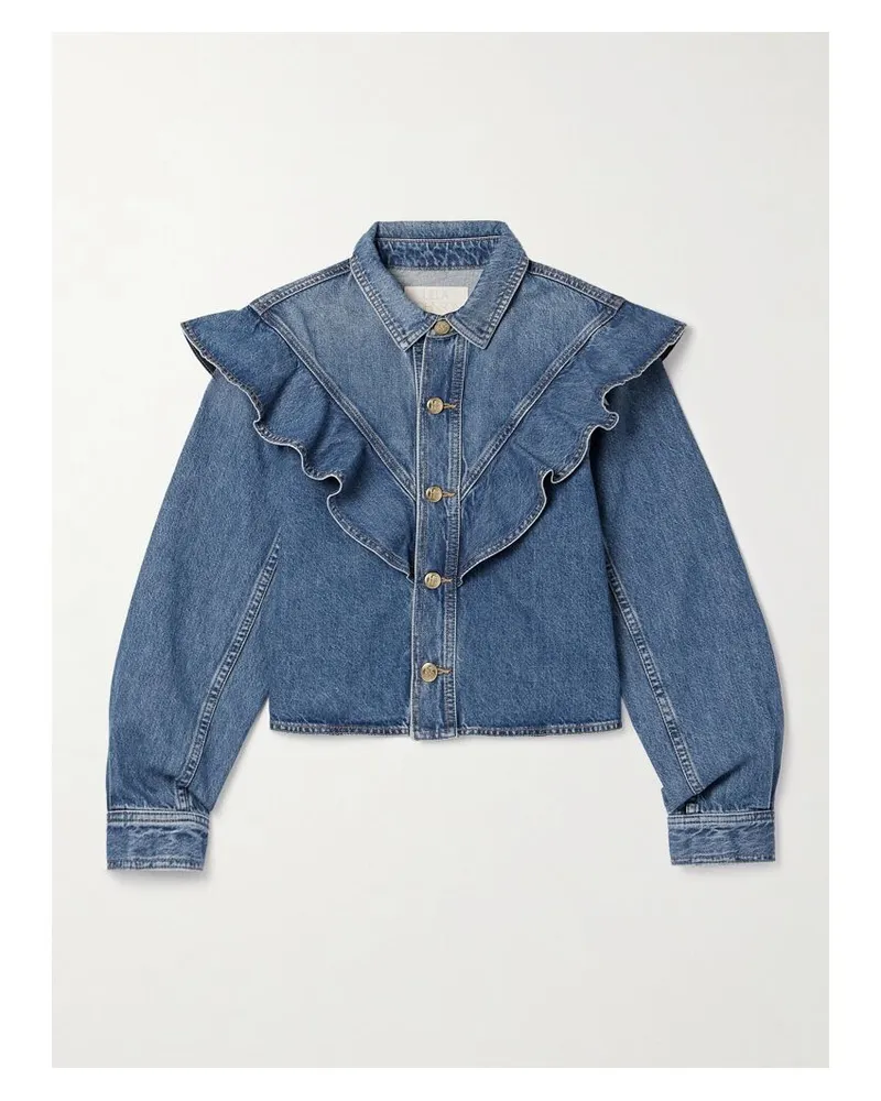 Ulla Johnson Mathilde Jeanshemd Mit Volants - Blau Blau