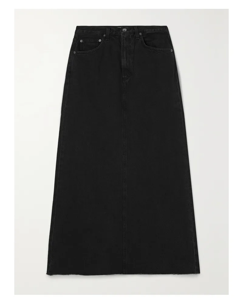 AGOLDE Hilla Maxi-jeansrock Aus Bio-denim In Distressed-optik - Schwarz Schwarz