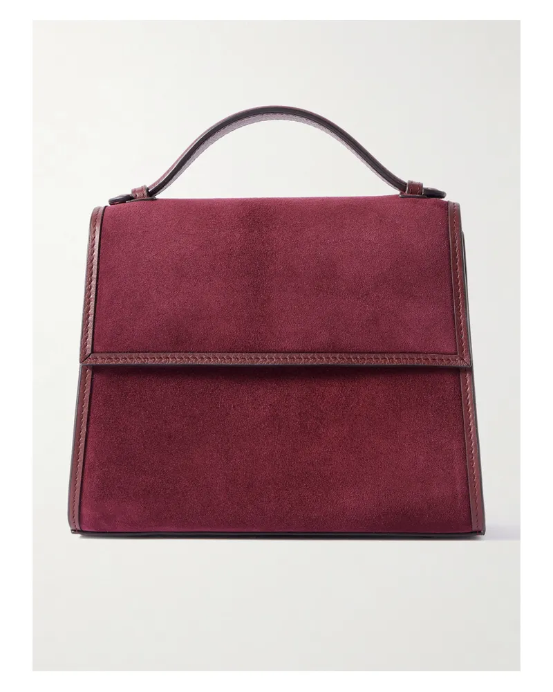 Hunting Season Medium Leather-trimmed Suede Tote - Burgundy Burgundy