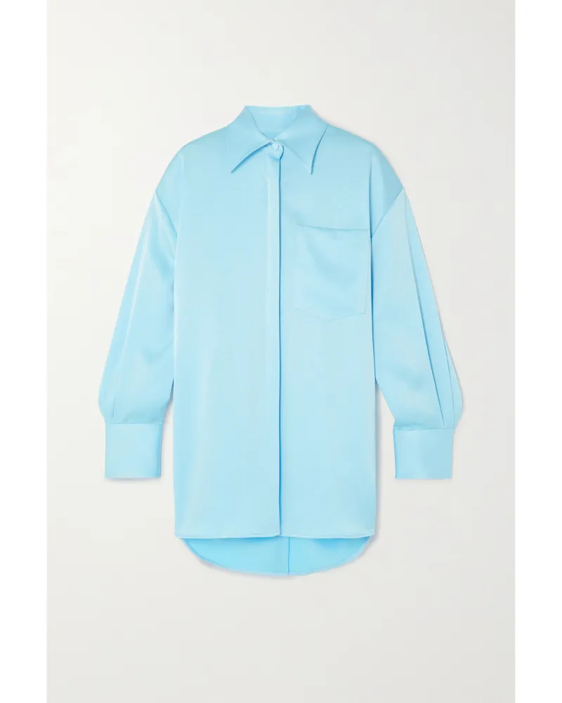 Alex Perry Lovell Oversized-hemd Aus Glänzendem Crêpe - Blau Blau