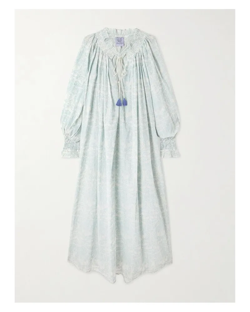 Thierry Colson Vladia Midikleid Aus Bedrucktem Baumwoll-voile Mit Troddeln - Grün Grün