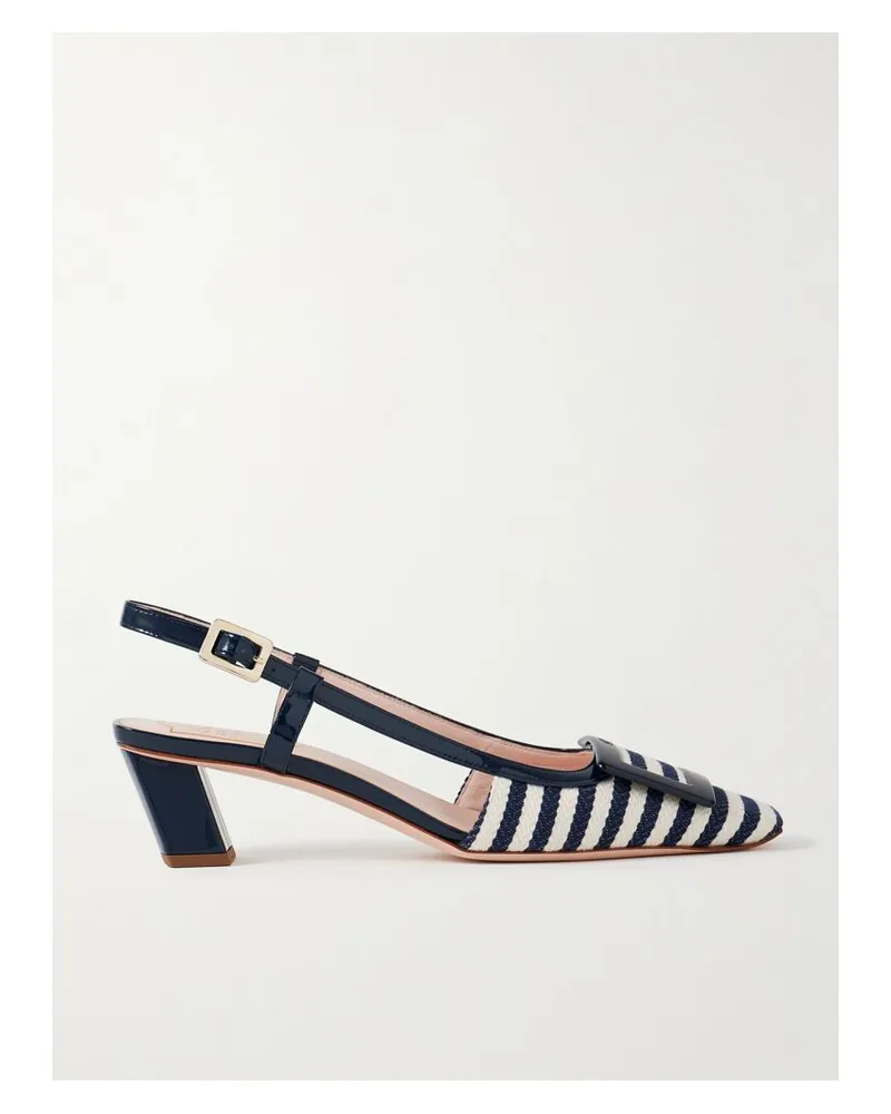 Roger Vivier Belle Vivier 45 Slingback-pumps Aus Gestreiftem Webstoff Mit Lacklederbesätzen - Blau Blau