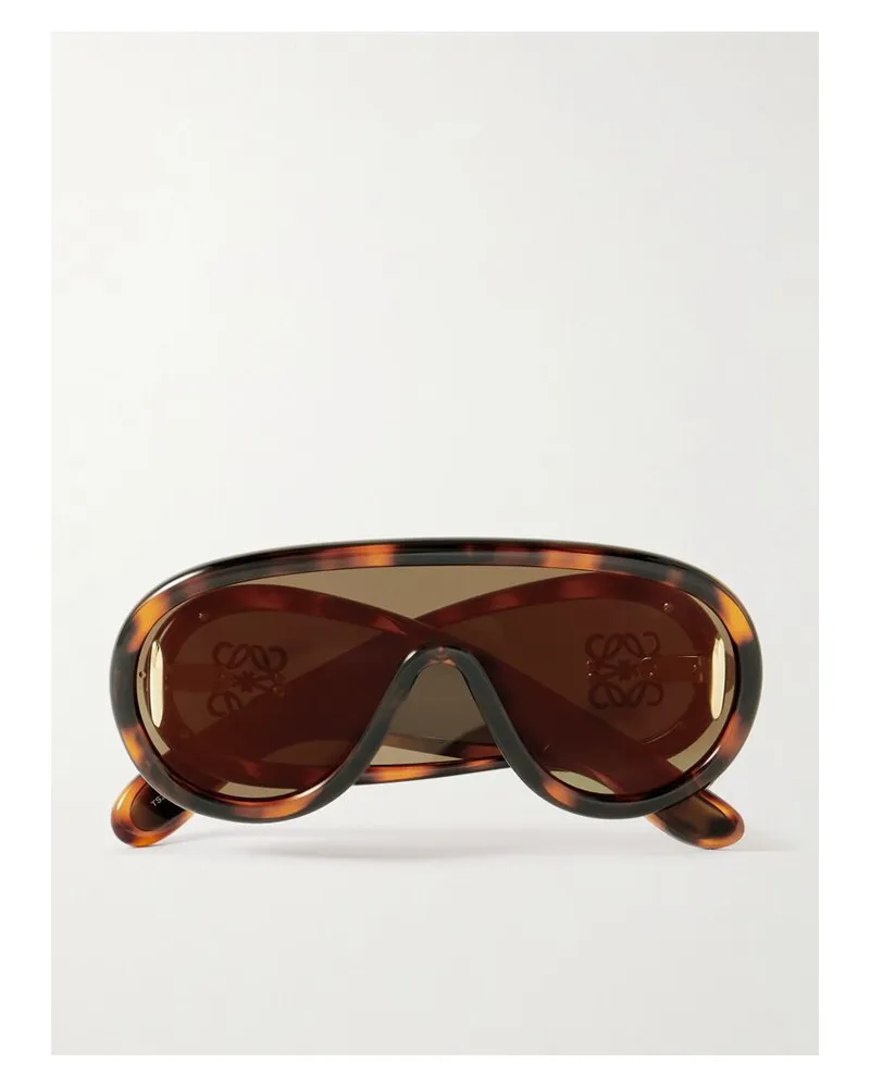 Loewe Wave Mask Oversized-pilotensonnenbrille Aus Azetat In Hornoptik Horn