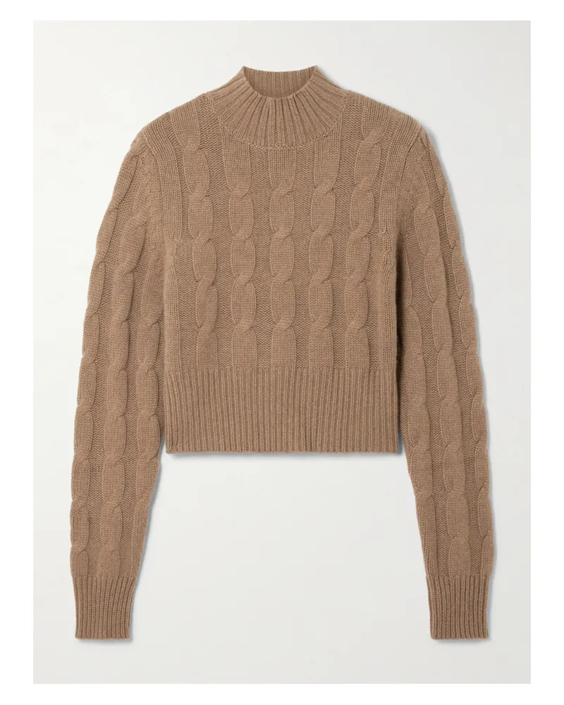 Le Kasha 1918 Murano Cropped Cable-knit Organic Cashmere Turtleneck Sweater - Brown Brown