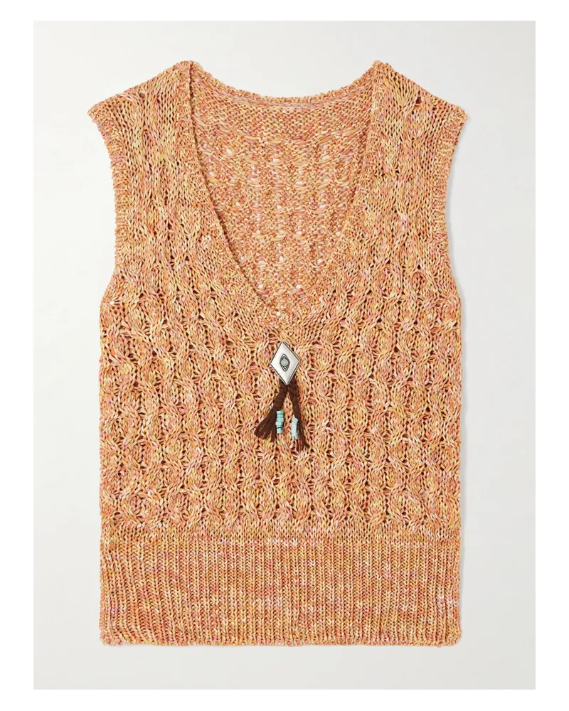 Fortela Pullunder Aus Baumwolle In Zopfstrick - Orange Orange