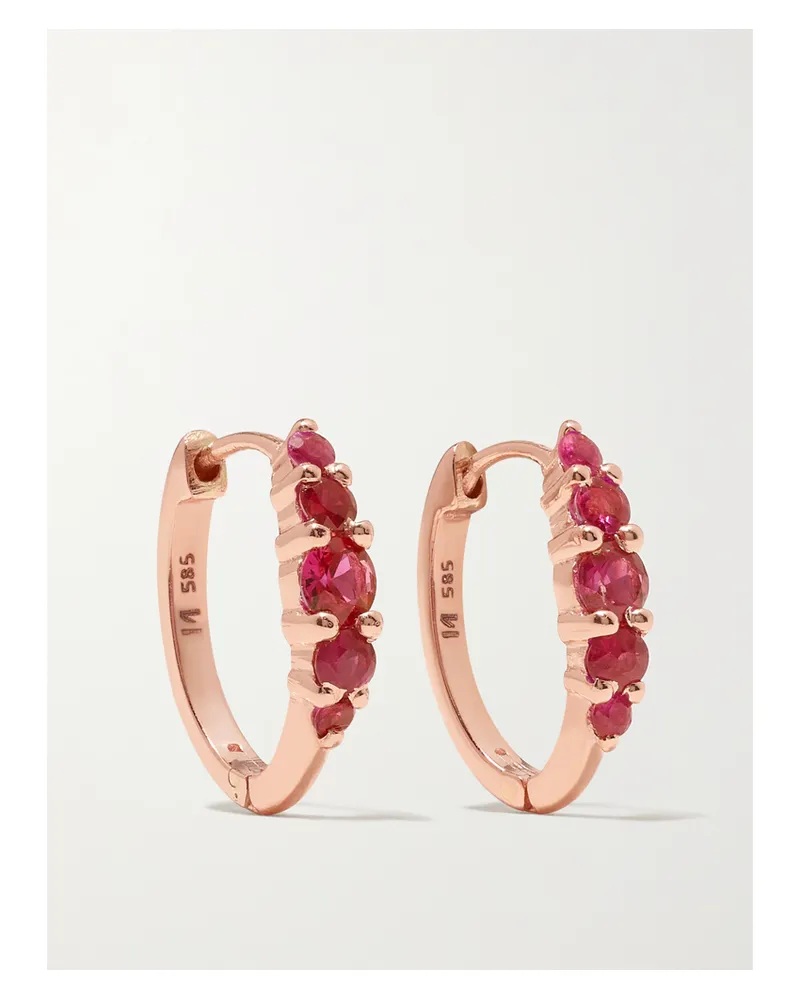 Ileana Makri Rivulet Medium 18-karat Rose Gold Ruby Hoop Earrings - Red Red
