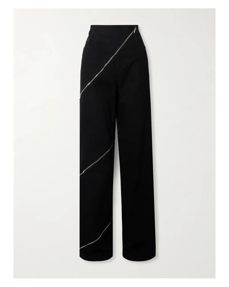 Alaïa Zip-embellished Wide-leg Jeans - Black Black
