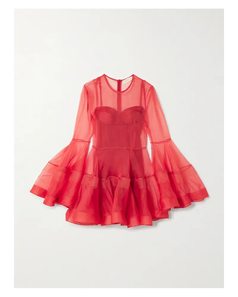 Zimmermann Rebellion Lantern Minikleid Aus Seidentüll - Rot Rot