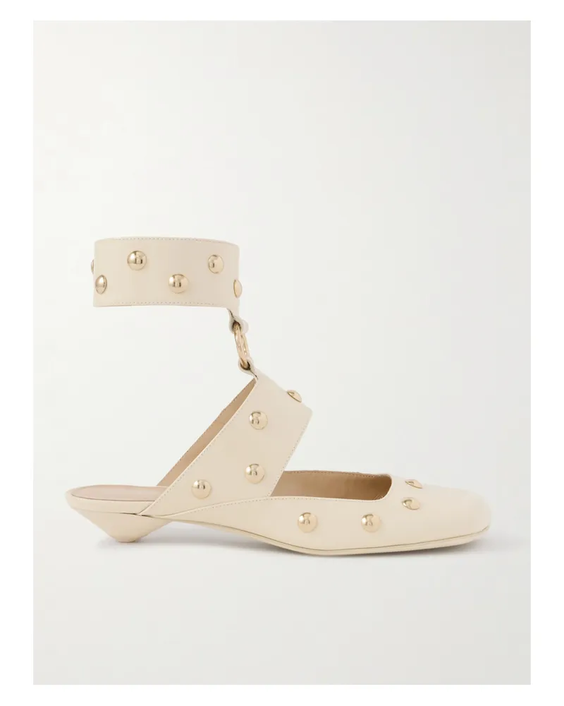 Chloé Jade Riemchen-pumps Aus Leder Mit Nieten - Creme Creme