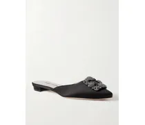 Hangisi Crystal-embellished Satin Slippers - Black
