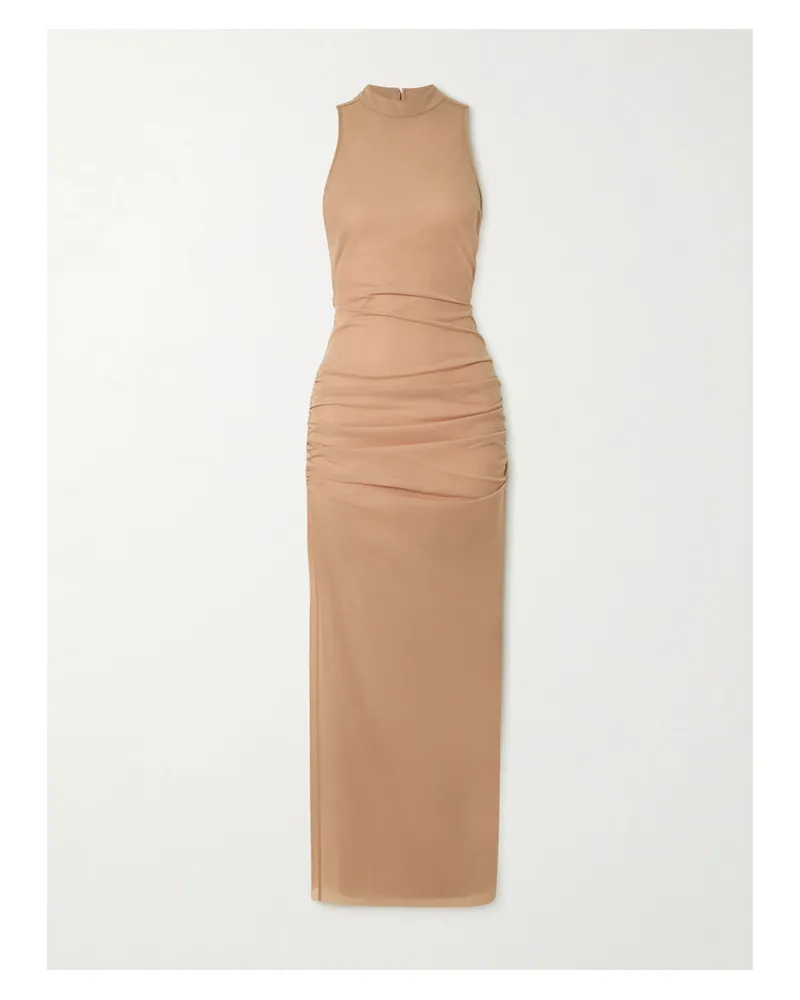 SIR Ruby Midikleid Aus Crêpe Mit Raffungen Und Rückenausschnitt - Braun Braun