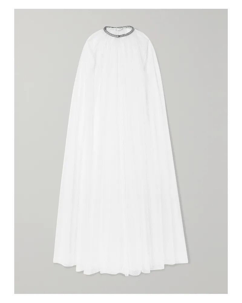Monique Lhuillier Brie Cape Aus Tüll Mit Webpunkten Und Kristallen - Weiß Weiß