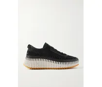 Nama Embroidered Suede And Recycled-mesh Sneakers - Black