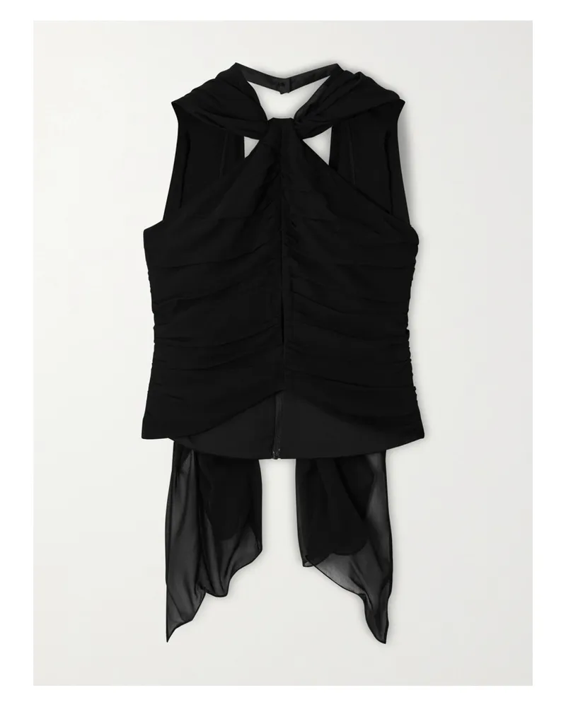 Posse Solene Neckholder-oberteil Aus Gerafftem Chiffon Mit Schal - Schwarz Schwarz
