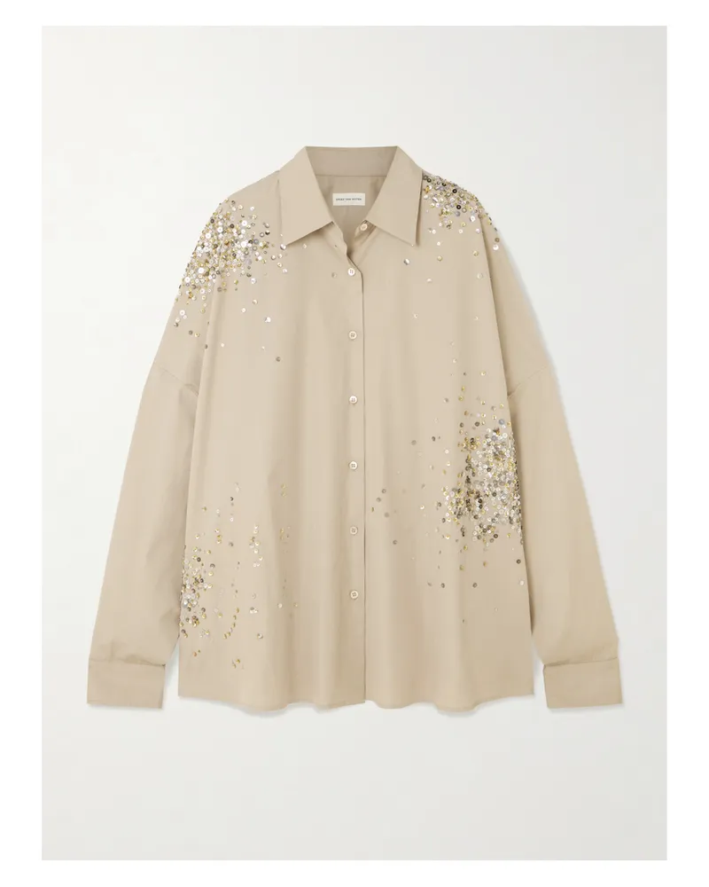 Dries van Noten Oversized-hemd Aus Baumwoll-oxford Mit Verzierungen - Neutral Neutral