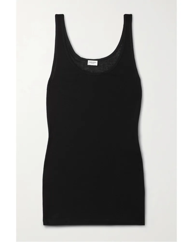 Saint Laurent Tanktop aus Geripptem Jersey aus einer Modal-baumwollmischung Schwarz