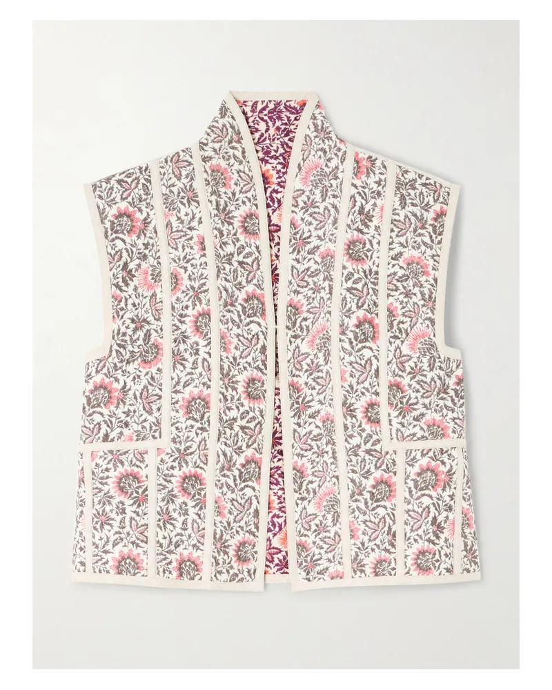 Loro Piana Alev Wendbare Weste Aus Leinen Mit Gestepptem Blumenmuster - Pink Pink