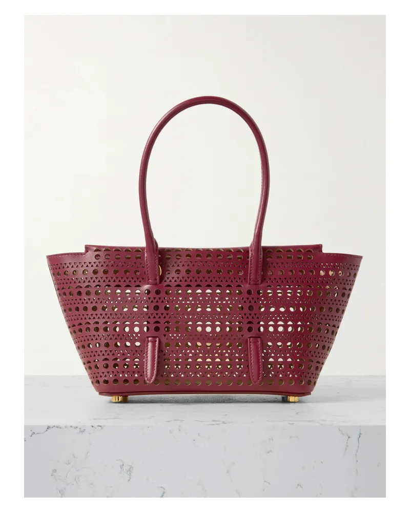 Alaïa New Mina 20 Laser-cut Leather Tote - Burgundy Burgundy