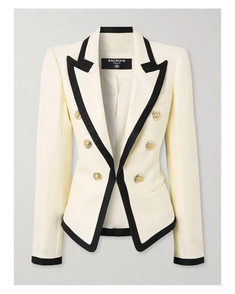 Balmain Blazer Aus Webstoff Mit Zierknöpfen - Ecru Ecru