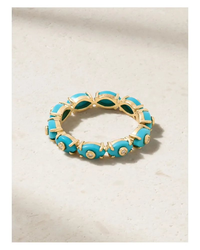 Sydney Evan Eternity Ring Aus 14 Karat Gold Mit Türkisen Und Diamanten Gold