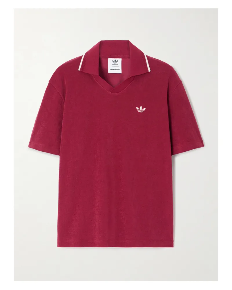 adidas Wales Bonner Polohemd Aus Frottee Aus Einer Baumwollmischung Mit Stickereien Rot